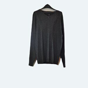 Pierre Cardin Men's Classic V-Neck Cable Knit Sweater Charcoal Grey size M
